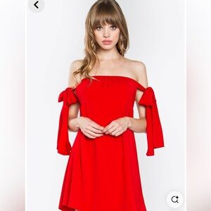 Sugarlips Off The Shoulder Super Cute Red Bow Dress : Size Small